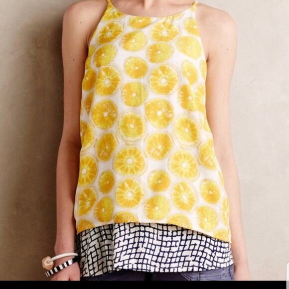 Anthro Porridge lemon layered split back tank top - Picture 5 of 16